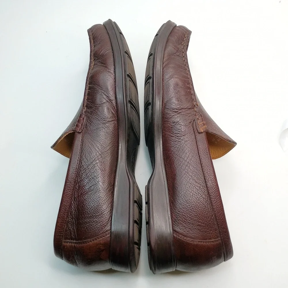 Mephisto Loafers Slip On Men Size 9.5 Brown Pebbled Leather Moc Toe Shoes